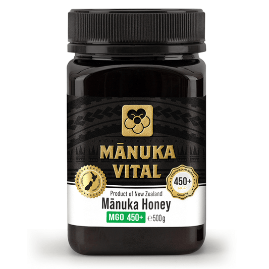 ManukaWelt Manuka Honig MGO 450+, 500g in gläsernem Behälter zum Premium Genuss.