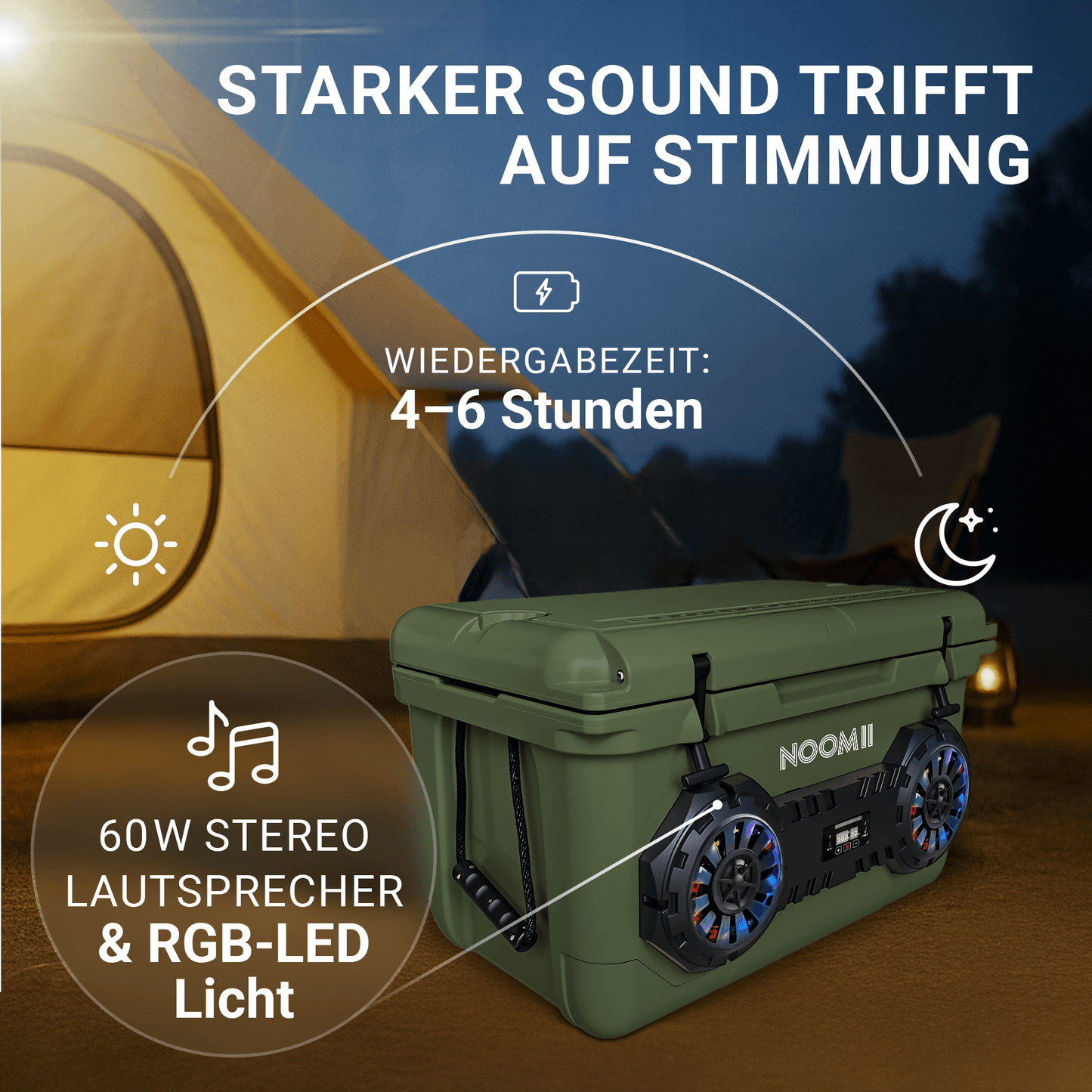 NooMii ArcticBeat 45 – Premium Kühlbox mit Bluetooth-Lautsprecher (45L)