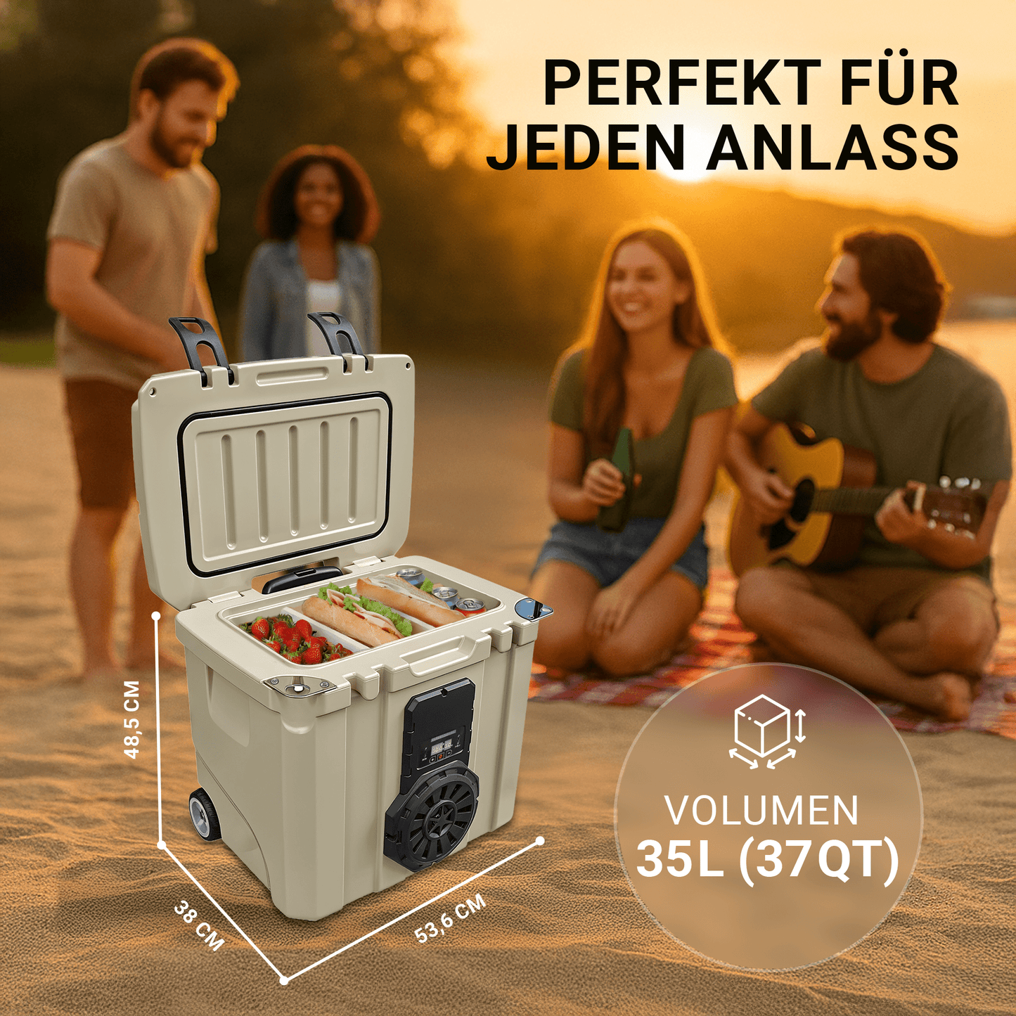 NooMii BeatRoller 35 – Rollbare Kühlbox mit Bluetooth-Lautsprecher (35L)