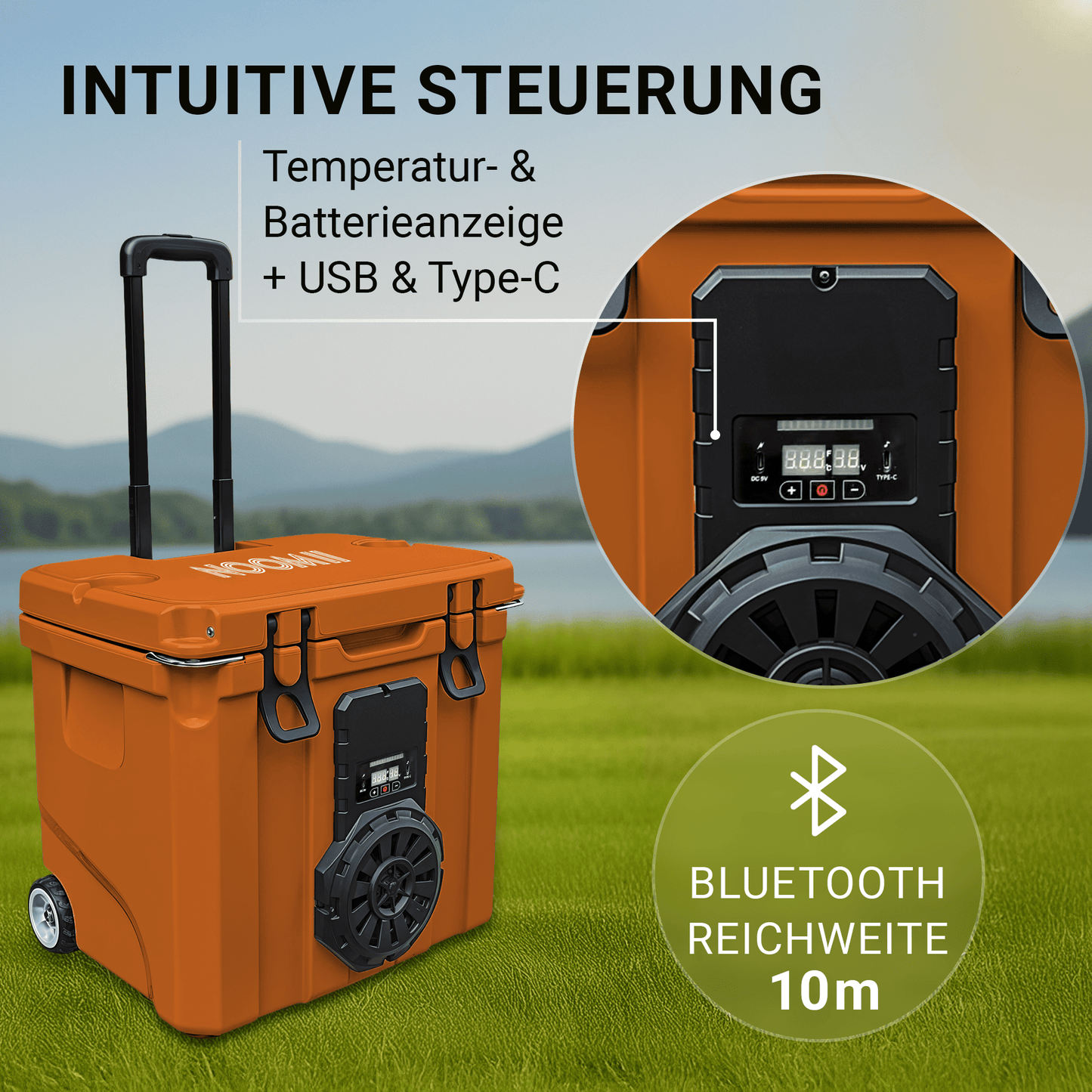 NooMii BeatRoller 35 – Rollbare Kühlbox mit Bluetooth-Lautsprecher (35L)