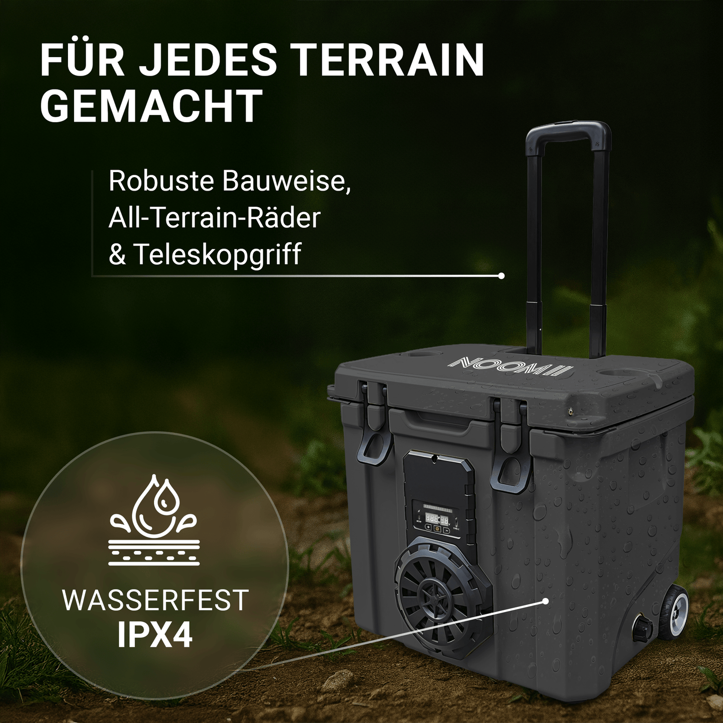 NooMii BeatRoller 35 – Rollbare Kühlbox mit Bluetooth-Lautsprecher (35L)