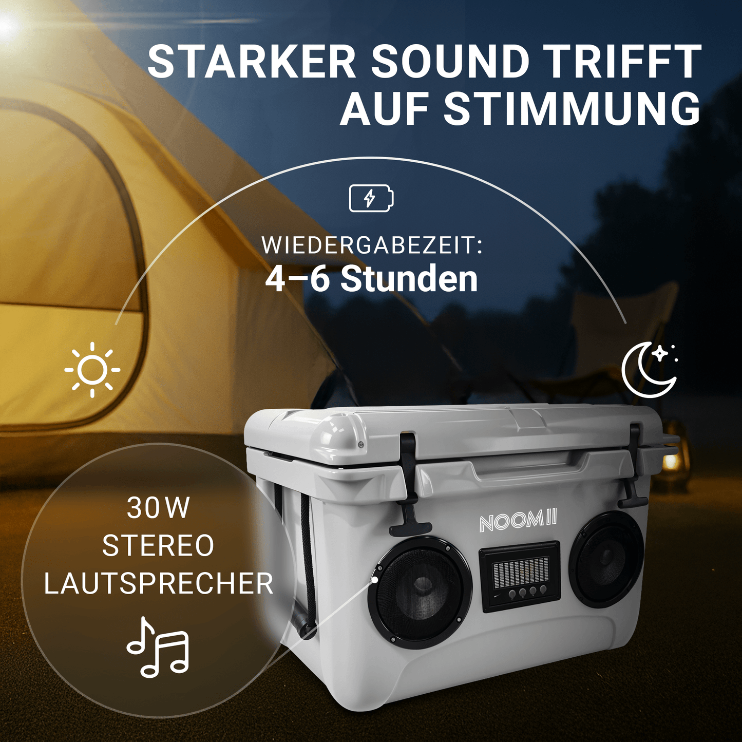 NooMii ColdBeats 35 – Kühlbox mit Bluetooth-Lautsprecher (35L)
