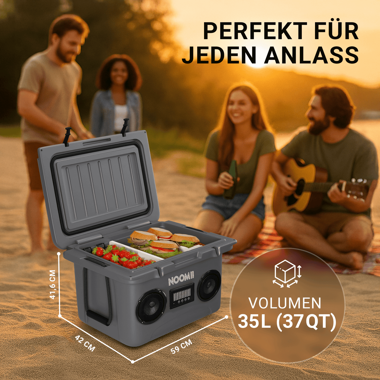 NooMii ColdBeats 35 – Kühlbox mit Bluetooth-Lautsprecher (35L)