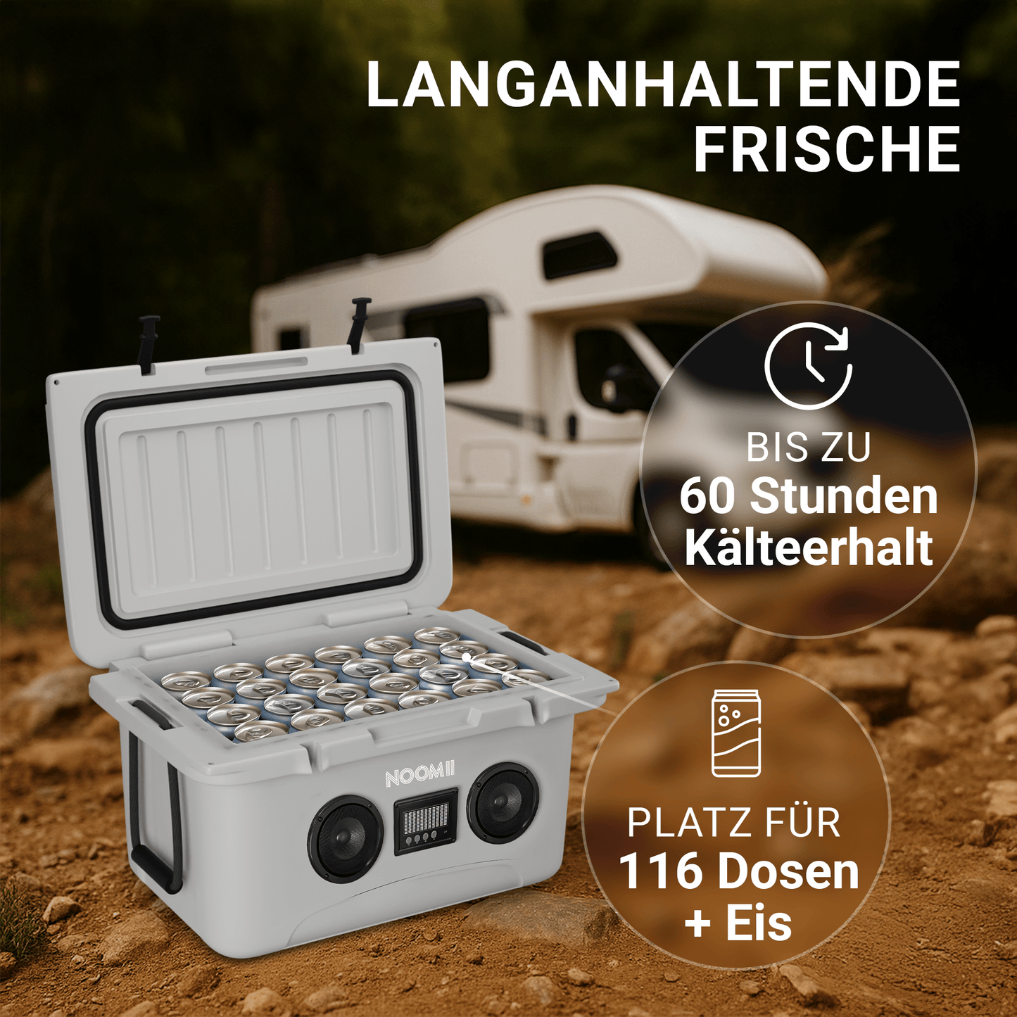 NooMii ColdBeats 65 – XXL Kühlbox mit Bluetooth-Lautsprecher (65L)