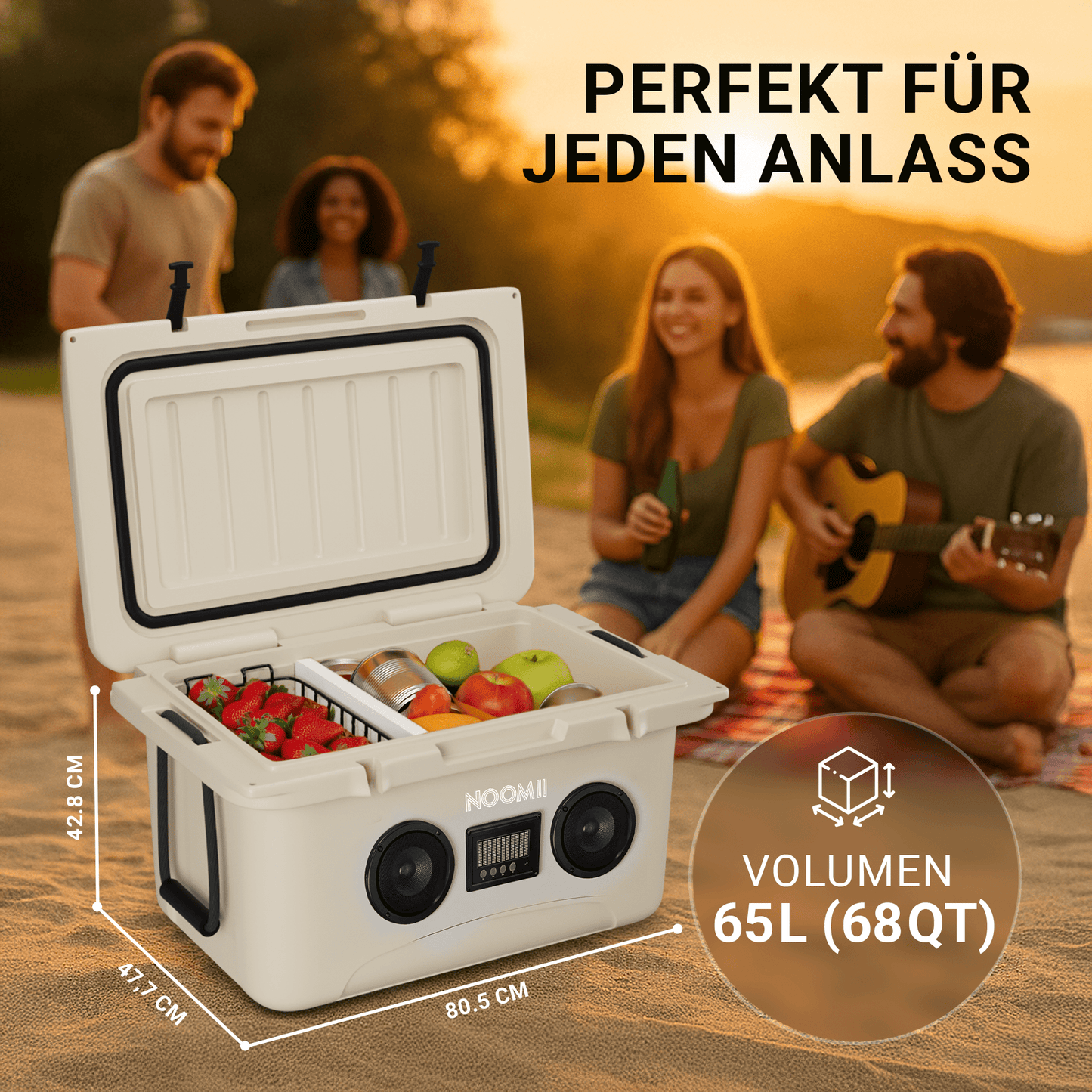 NooMii ColdBeats 65 – XXL Kühlbox mit Bluetooth-Lautsprecher (65L)
