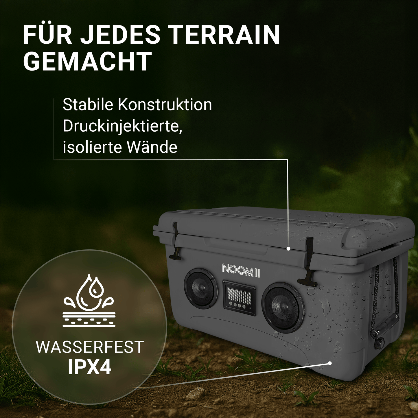 NooMii ColdBeats 65 – XXL Kühlbox mit Bluetooth-Lautsprecher (65L)