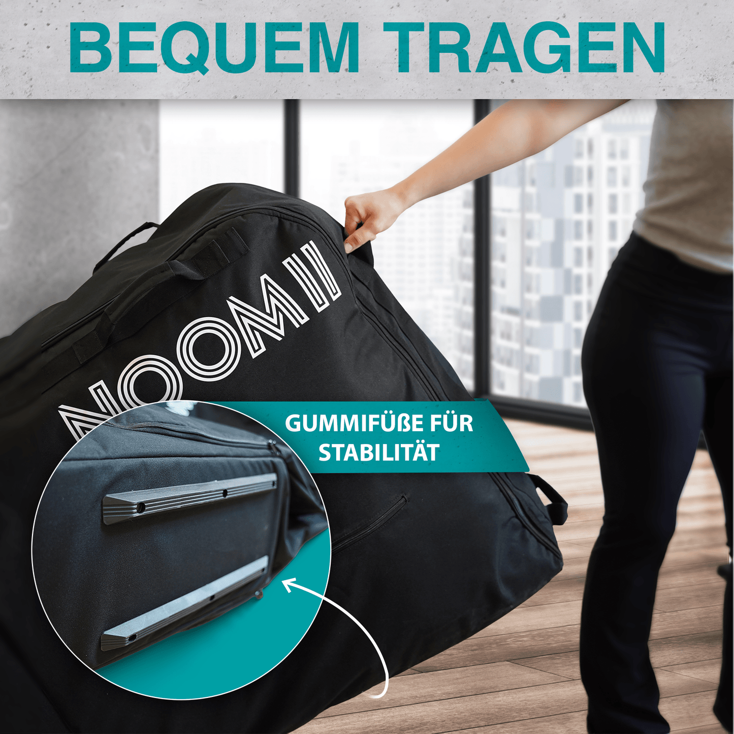 NooMii Fahrrad-Transporttasche mit Rollen – 128 × 78 × 25 cm