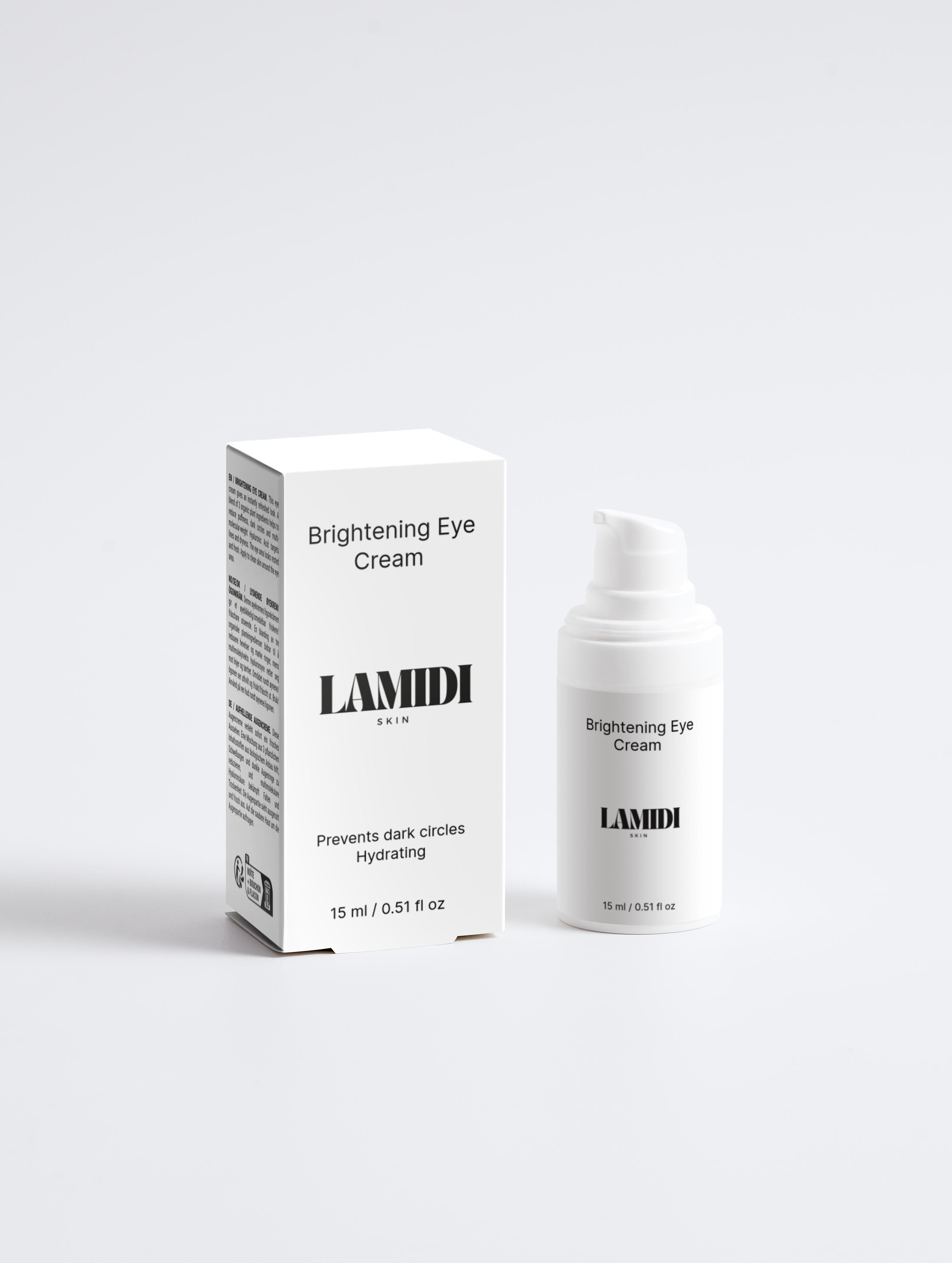 Brightening Eye Cream von ekovita in stilvoller Verpackung zur Reduzierung von Augenringen mit Hyaluronsäure.