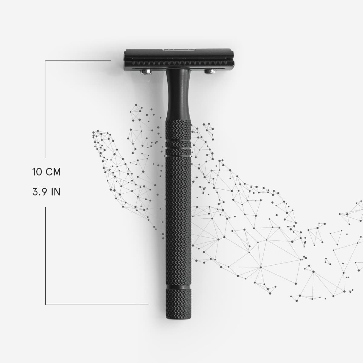 Zweiseitiger Rasierhobel aus Edelstahl, für vielseitige Rasurerlebnisse.