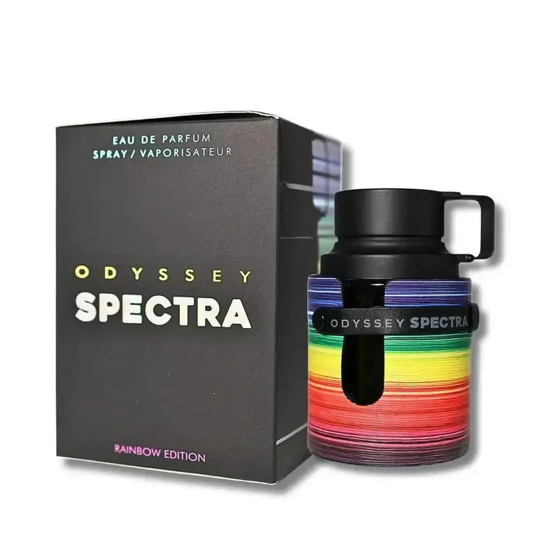 Detailaufnahme der Verpackung des Armaf Odyssey Spectra, erdiger Duft mit maskulinen Noten.