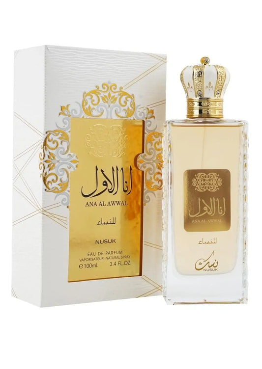 Nusuk Ana Al Awwal White Eau de Parfum 100ml in eleganter Verpackung für Damen.