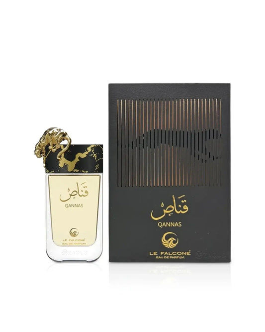 Le Falconé Qannas Eau De Parfum 90 ML in eleganter Flasche, idealer Duft für Männer, Luxus Aroma.