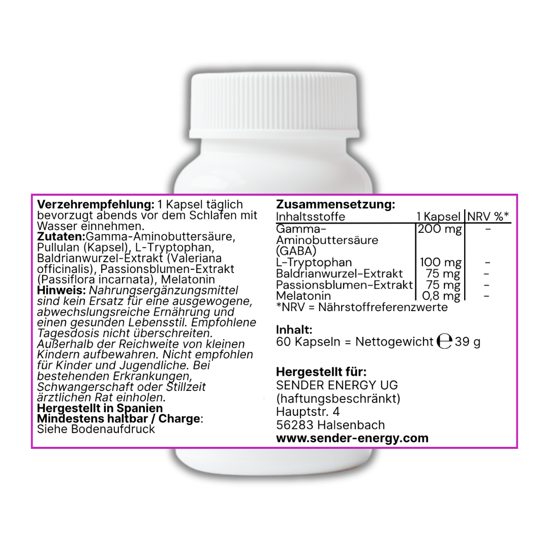 Verpackung von ekovita Melatonin, zeigt das hochwertige Design und die Inhaltsstoffe der Schlafhilfe.