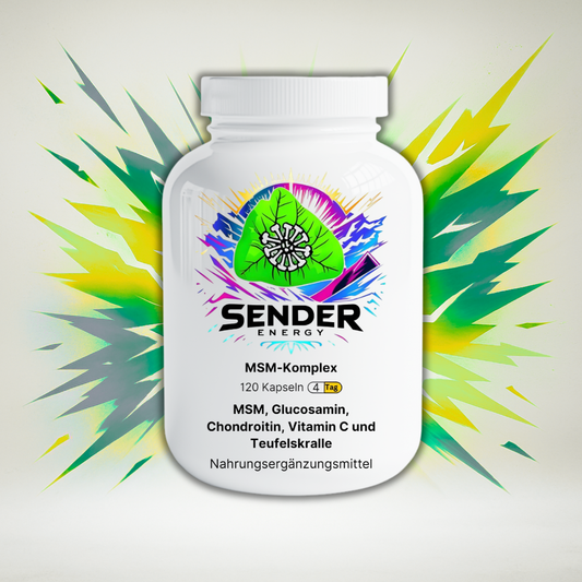MSM-Komplex Kapseln von SENDER ENERGY für Gelenkkomfort und Beweglichkeit im Alltag.