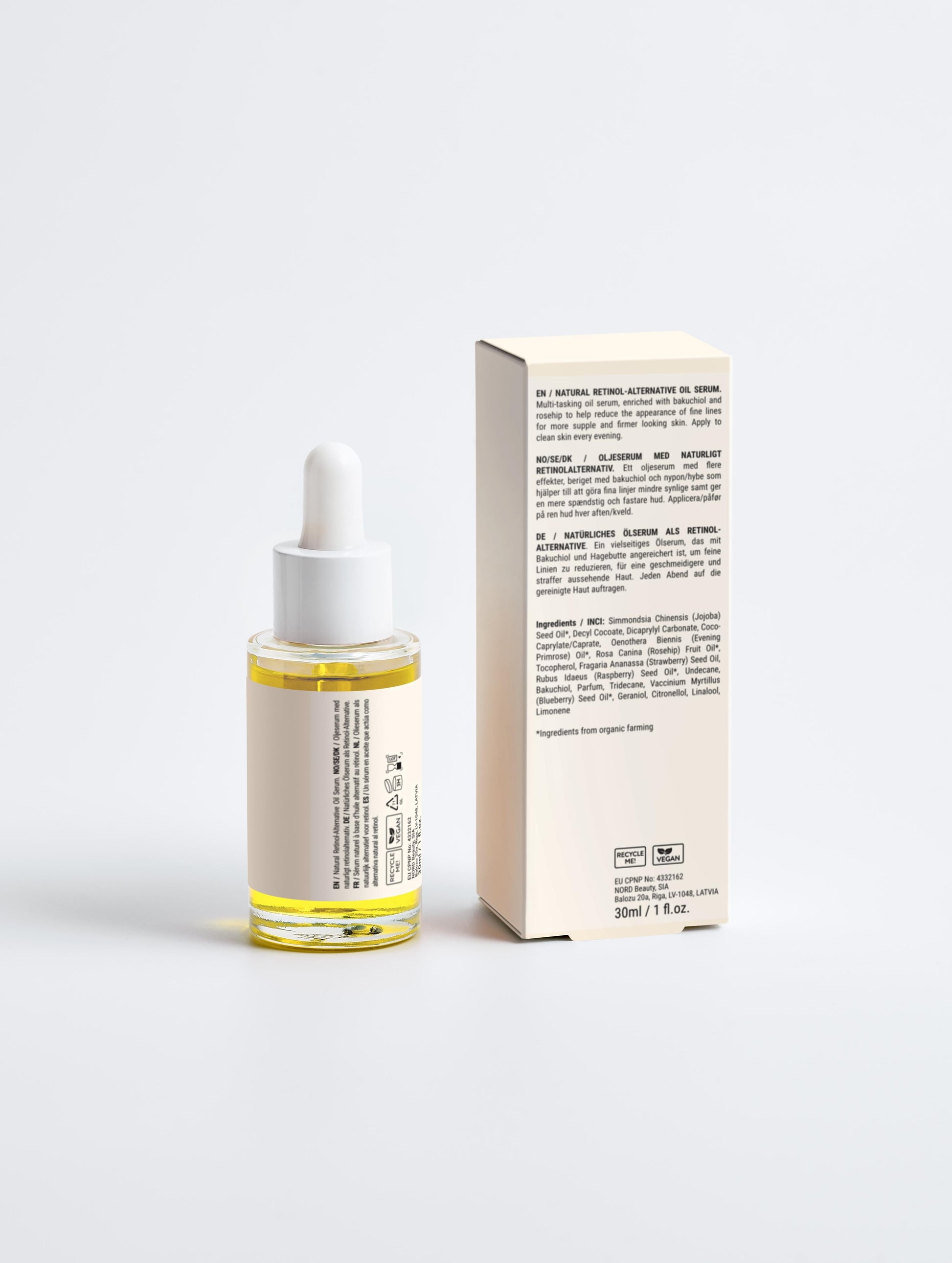 Detailaufnahme des ekovita Natural Retinol-Alternativen Serums zeigt die angenehme Textur des Hautpflegeprodukts.