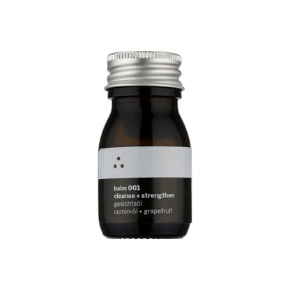 Balm 001 in der original Verpackung, mit Hervorhebung der Naturkosmetik Eigenschaften.