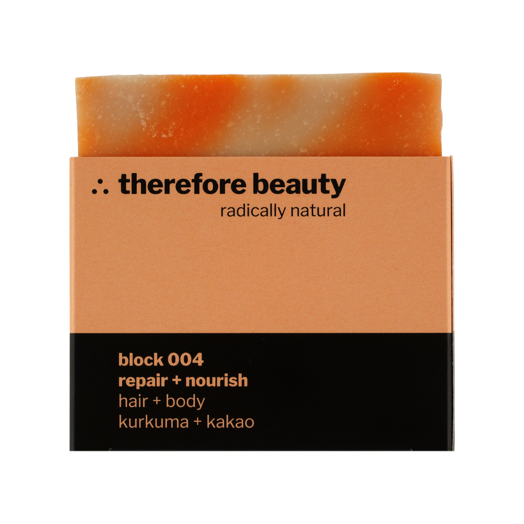 ekovita Seife Block 004 für Lockenpflege, ideal für trockene Haut und vegane Haarpflege.