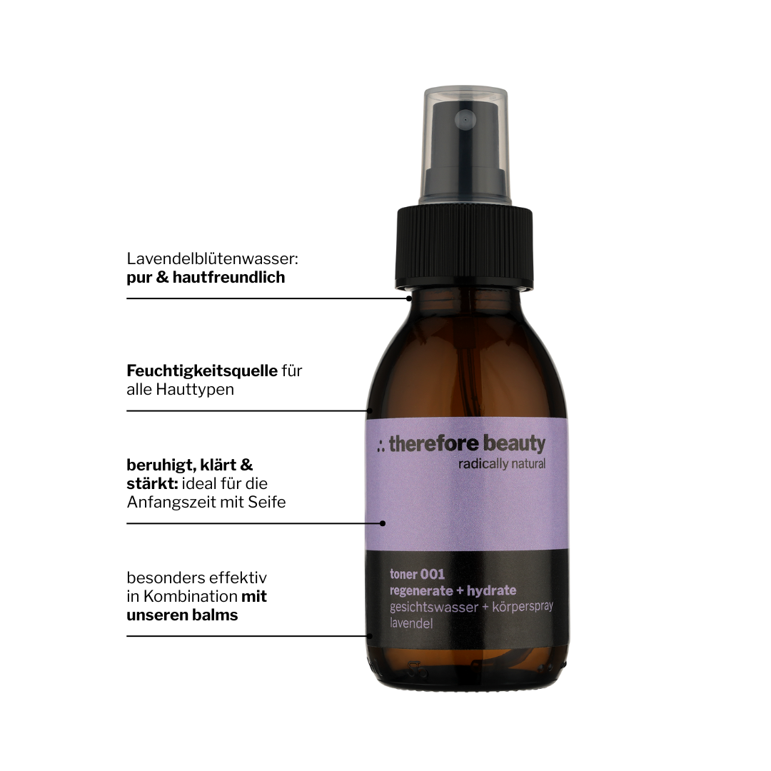 Anwendung des Feuchtigkeitssprays Toner 001 auf einem Gesicht, das frische Feuchtigkeit benötigt.
