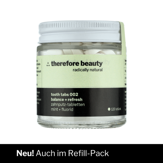 Feste Zahnpasta mit Minze in nachhaltiger Verpackung für frischen Atem und gesunde Zähne