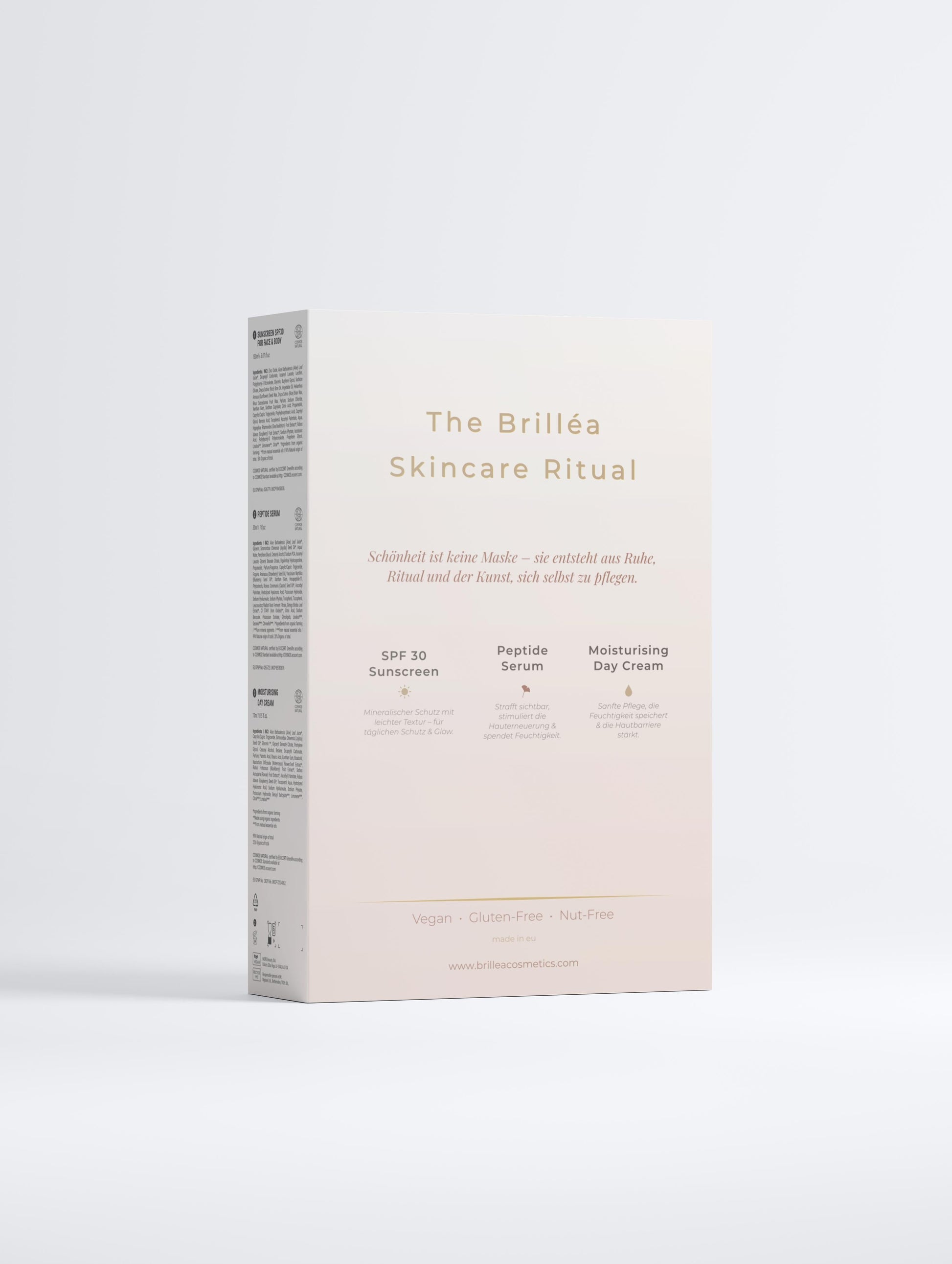 Detailansicht der Brilléa Hautpflege Produkte in der Collection Box.