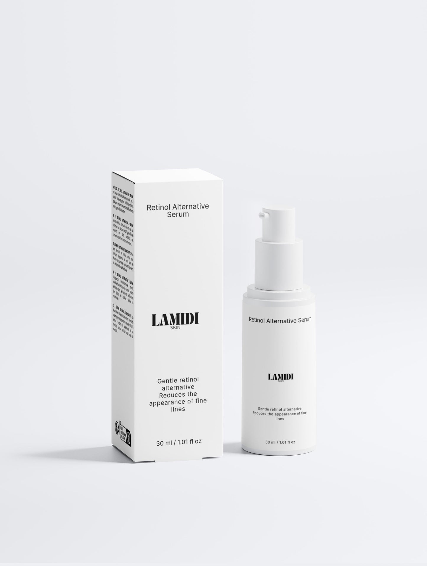 Hochdosiertes ekovita Retinol Alternative Serum in einer eleganten Glasflasche für strahlende Haut.