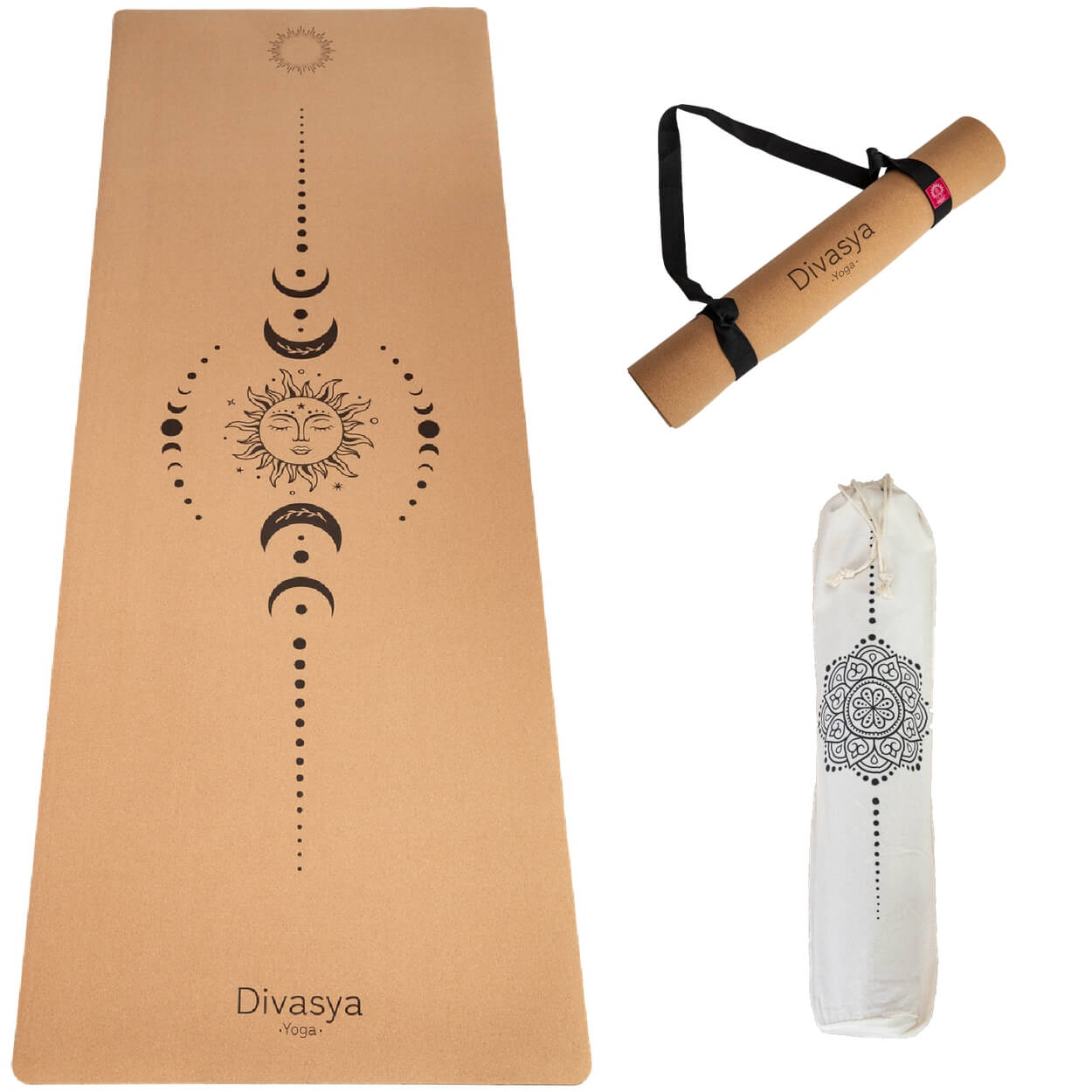 Yogamatte Kork: viele Yoga-Designs | inkl. Hülle & Tragegurt (Buddha)