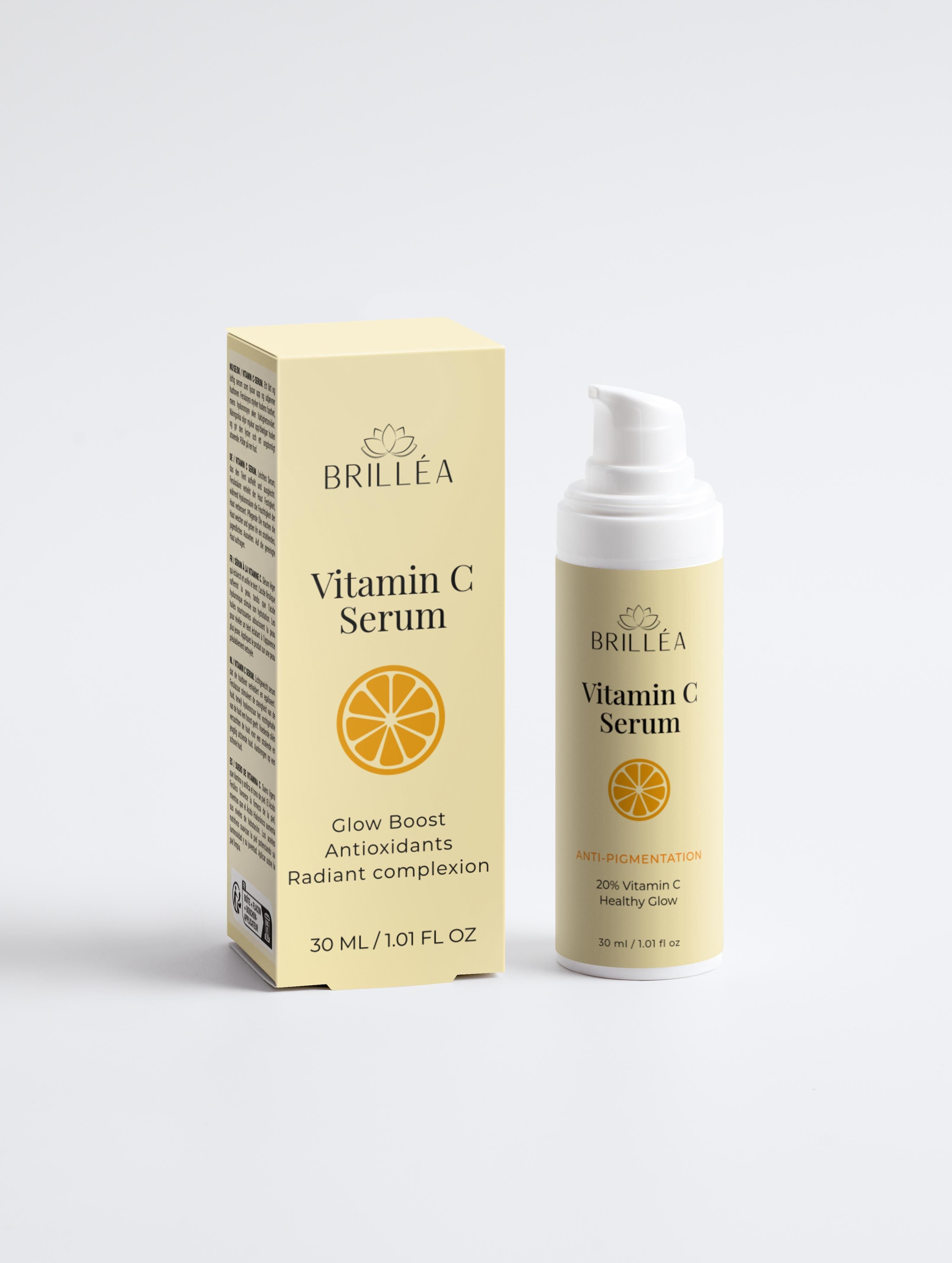 Hochdosiertes Vitamin C Serum von ekovita für strahlende Haut in elegantem Flakon